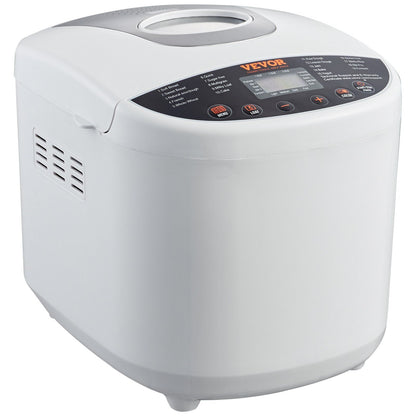 VEVOR Bread Maker, 19-in-1 2LB Dough Machine, Nonstick Ceramic Pan Automatic Breadmaker with Gluten Free Setting, Whole Wheat Bread Making, Digital, Programmable, 3 Loaf Sizes, 3 Crust Colors, White - Discount Msrp 