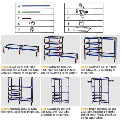 Metal Garment Rack Shoe Clothing Organizer Shelves Freestanding Multifunctional Clothes Wardrobe - Discount Msrp 