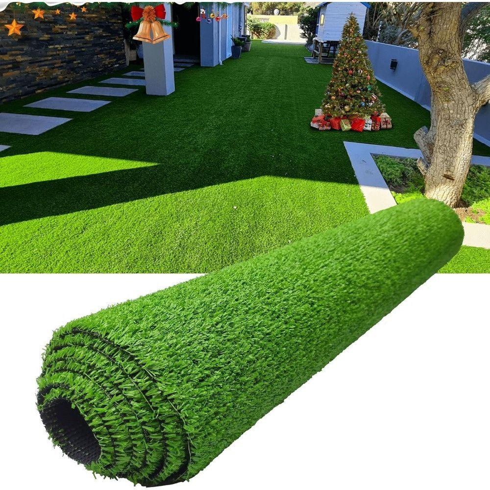 1PC- 3FTx33FT Artificial turf synthetic mat, outdoor garden lawn landscape pet turf, artificial grass carpet with drainage holes, artificial turf indoor background wall Christmas party decoration - Discount Msrp 