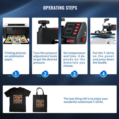 VEVOR Heat Press, 5 in 1 Heat Press Machine Machine 12x15, Clamshell Sublimation Transfer Printer Fast Heat-up, Digital Precise Temperature Control, Vinyl Heat Press for T-Shirt Plate Mug Cup, 900W - Discount Msrp 