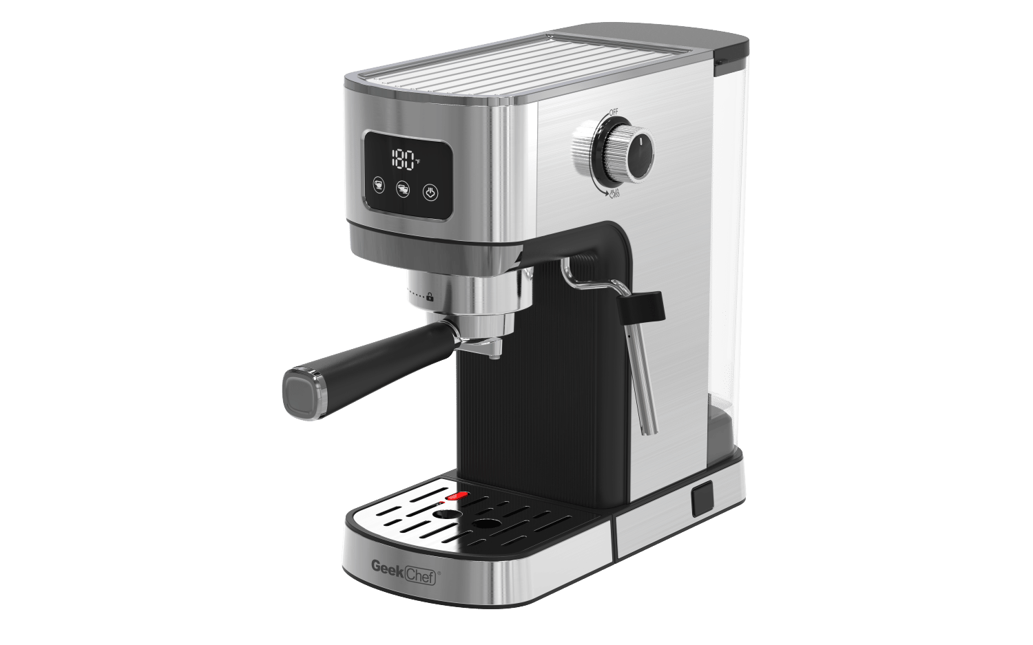 Geek Chef Espresso Machine, Cappuccino & Latte Machine with ESE POD Filter & Milk Frother Steam Wand, Accurate Temperature & Time Control, Compact Coffee Machine for Home,Stainless Steel - Discount Msrp 