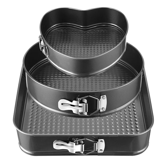 Non Stick Springform Cake Pan Leakproof 9in 10in 11in Bakeware Pan with Removable Bottom 3Pcs Per Set - Discount Msrp 