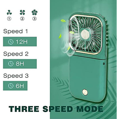 Handheld Portable Fan; Rechargeable Power Bank USB Mini Fan; Small Personal Fan With 3 Speeds; 3000 MAh Battery Operated Foldable Desk Fan; Neck Fan With Lanyard - Discount Msrp 