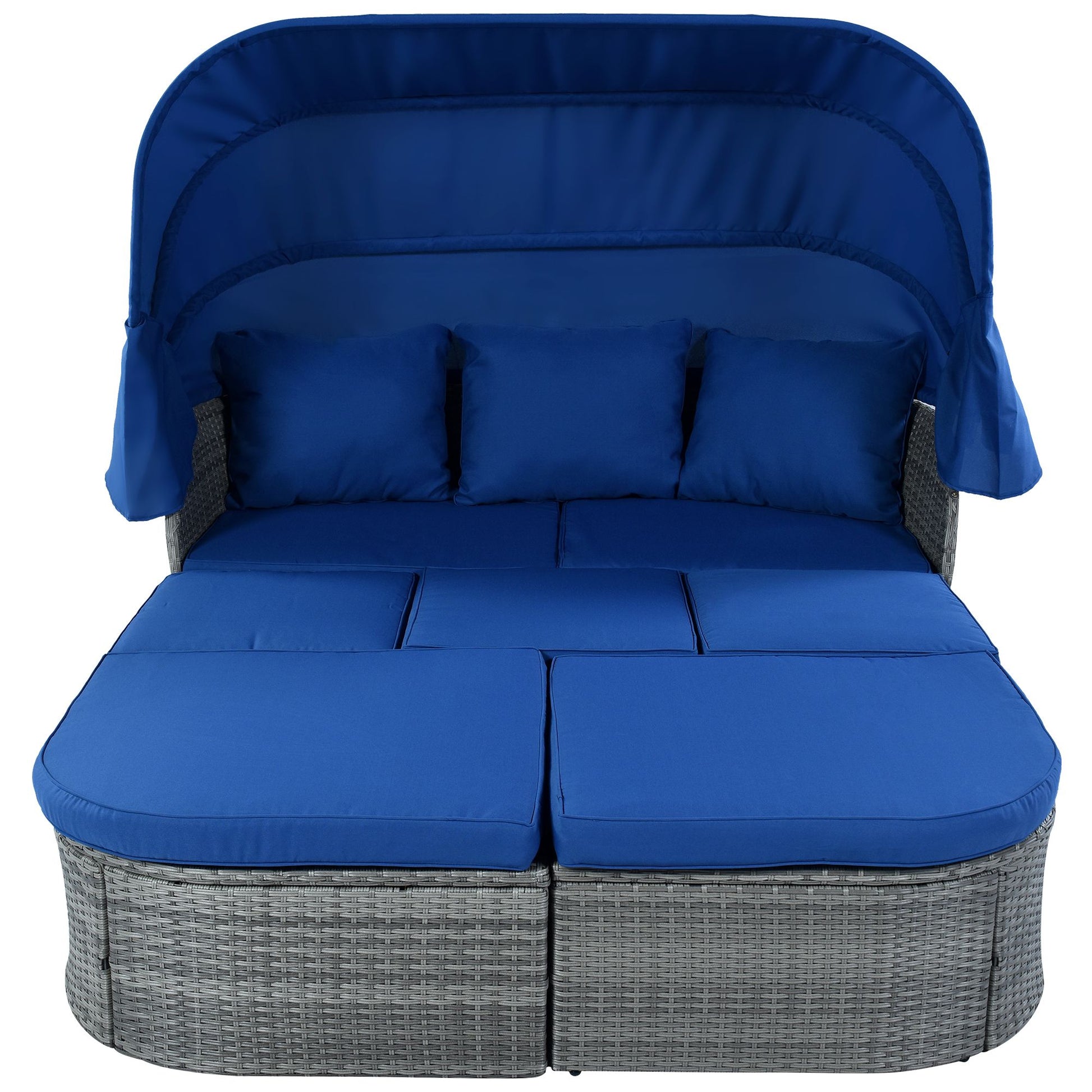 Outdoor Patio Furniture Set Daybed Sunbed with Retractable Canopy Conversation Set Wicker Furniture - Discount Msrp 