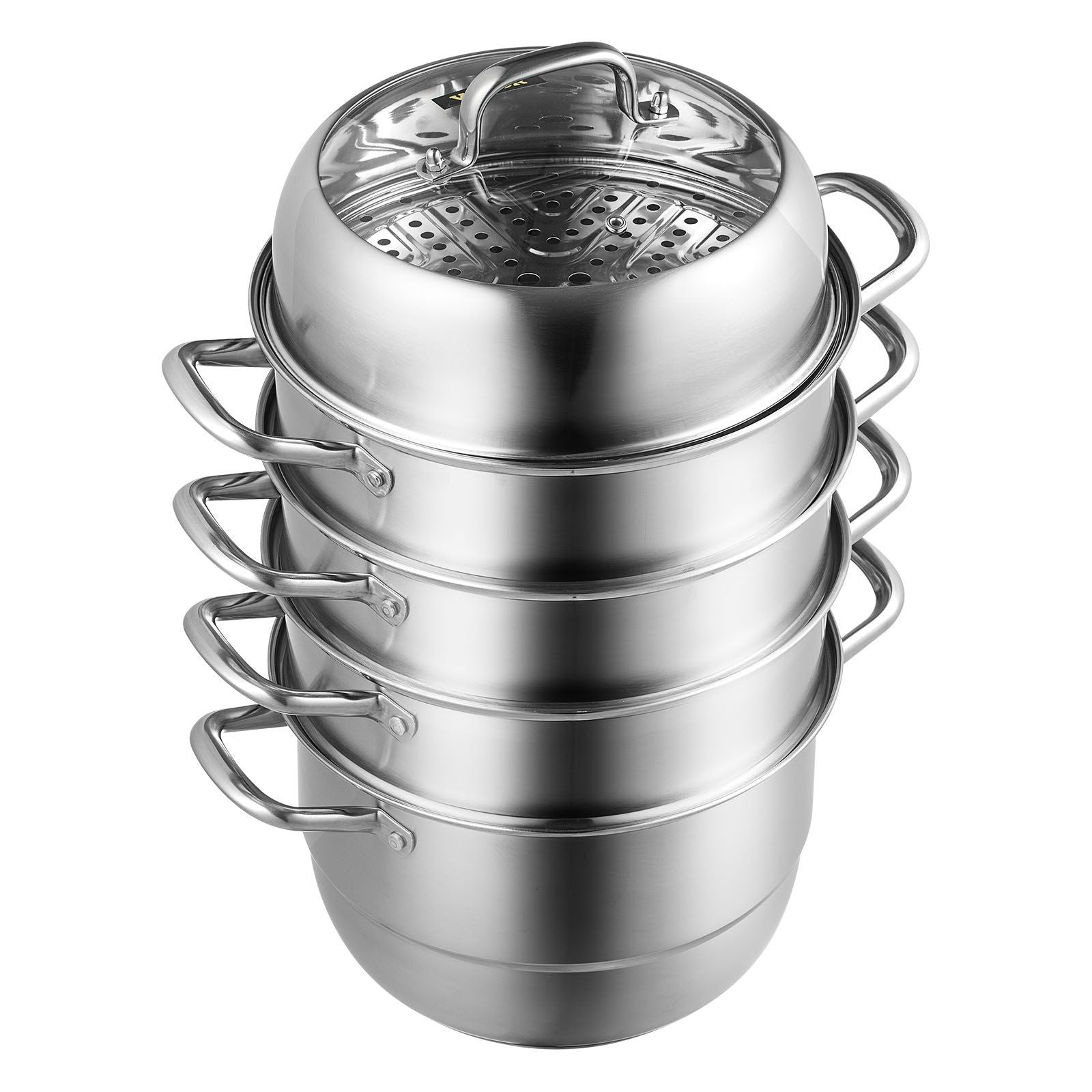 VEVOR Dumpling Steamer Stainless Steel 5 Titer for for Cook Soup, Noodles, Fishes Work with Gas Electric Grill Stove Top, Dia 30cm/11.8inch, Pot - Discount Msrp 