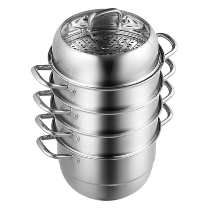 VEVOR Dumpling Steamer Stainless Steel 5 Titer for for Cook Soup, Noodles, Fishes Work with Gas Electric Grill Stove Top, Dia 30cm/11.8inch, Pot - Discount Msrp 