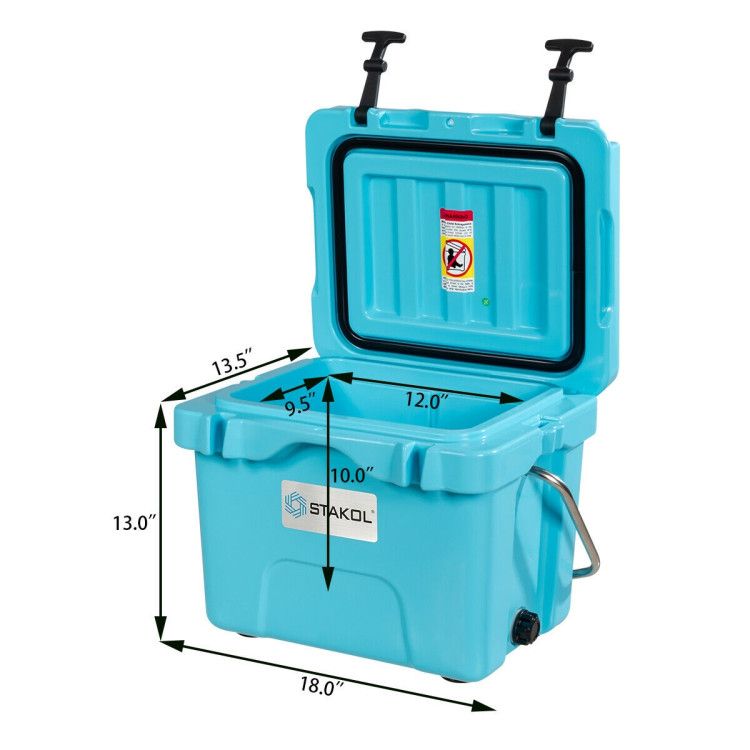 16 Quart 24-Can Capacity Portable Insulated Ice Cooler with 2 Cup Holders - Discount Msrp 
