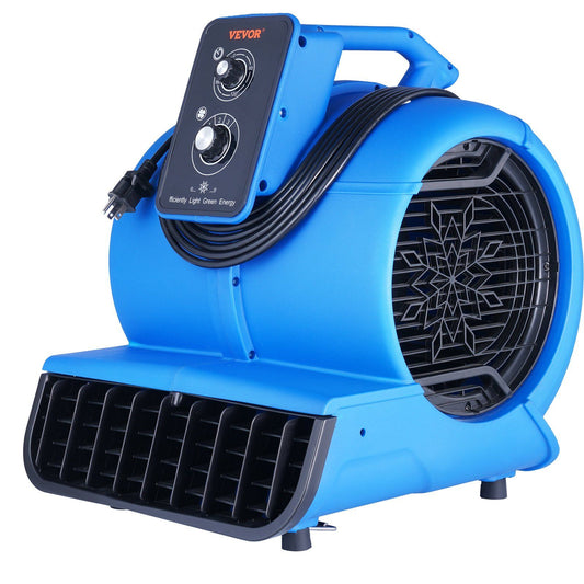 VEVOR Floor Blower, 1/2 HP, 2600 CFM Air Mover for Drying and Cooling, Portable Carpet Dryer Fan with 4 Blowing Angles and Time Function, for Janitorial, Home, Commercial, Industrail Use, ETL Listed - Discount Msrp 
