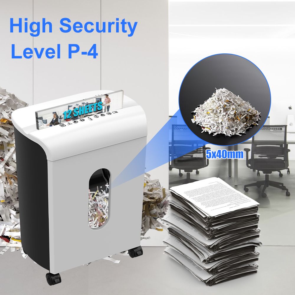 Woolsche Paper Shredder, P-4 Security Level,12-Sheet Cross Cut with 4.76-Gallon Pull Out Bin, Shred Paper and Credit Card/CD for Office Use - Discount Msrp 