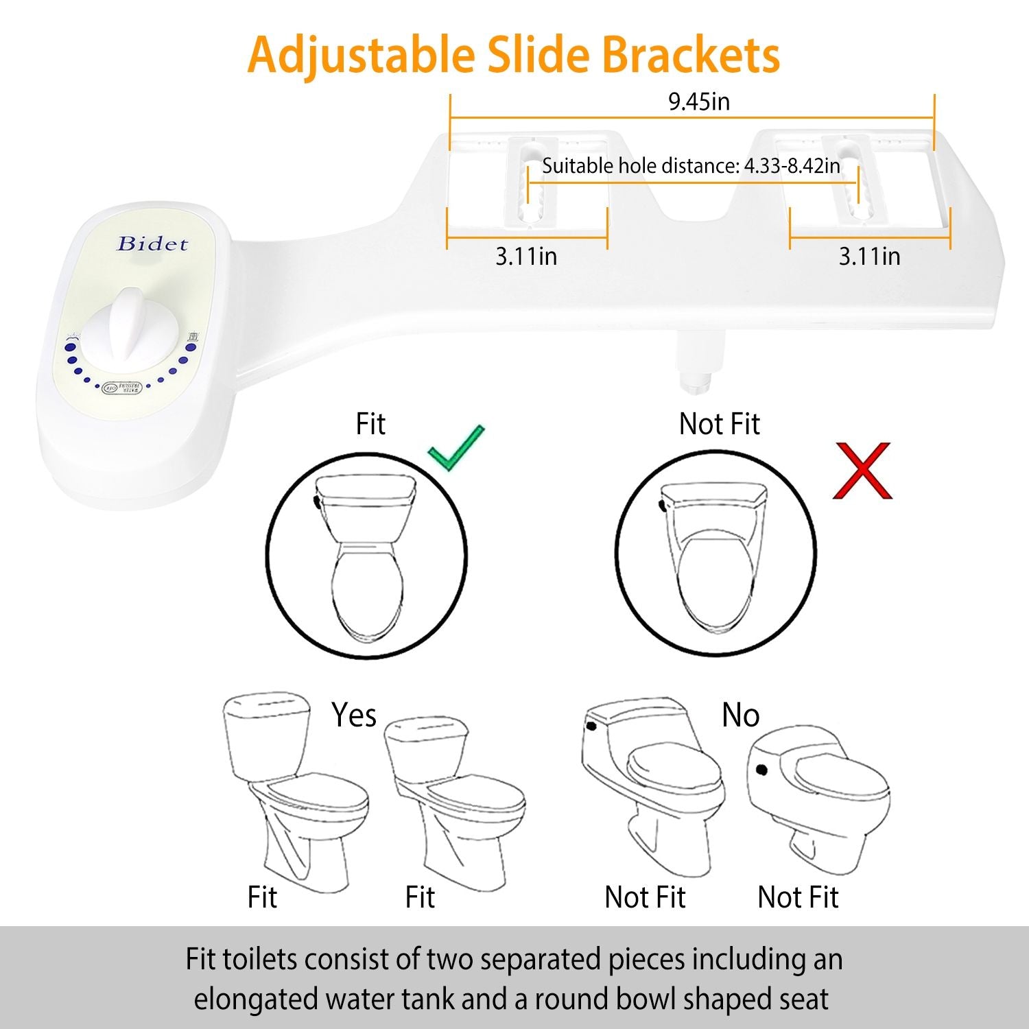 Bidet Fresh Water Spray No Electric Mechanical Bidet Toilet Seat Attachment - Discount Msrp 