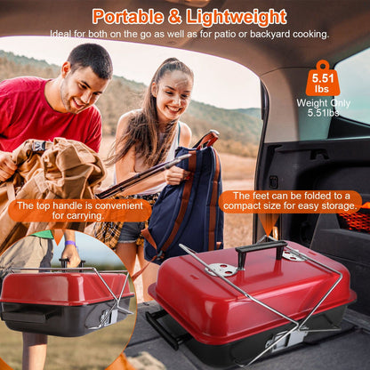 Portable Charcoal Grill Outdoor Tabletop Grill Small Barbecue Smoker Folding BBQ Grill with Lid for Backyard Camping Picnics Beach - Discount Msrp 
