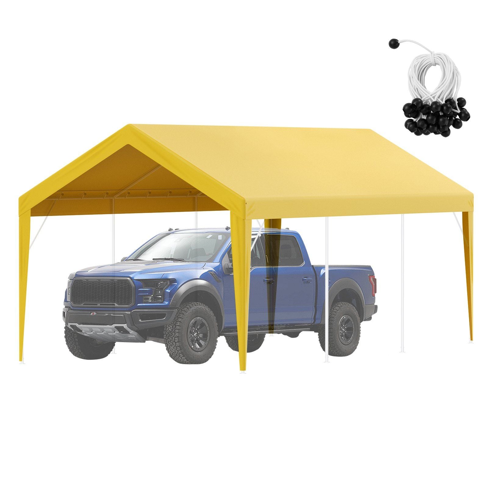 VEVOR Carport Replacement Canopy Cover 10 x 20 ft, Garage Top Tent Shelter Tarp Heavy-Duty Waterproof & UV Protected, Easy Installation with Ball Bungees,Beige (Only Top Cover, Frame Not Include) - Discount Msrp 