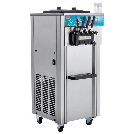 VEVOR Commercial Ice Cream Machine, 21-31 L/H Yield, 1800W 3-Flavor Freestanding Soft Serve Ice Cream Maker, 2 x 5.5L Stainless Steel Cylinder, LED Panel Auto Clean Pre-cooling, for Restaurant Bars - Discount Msrp 