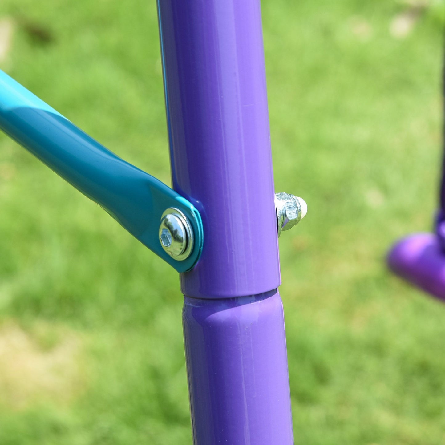 Outsunny Metal Swing Set with Glider, Two Swing Seats and Adjustable Height, Outdoor Heavy Duty A-Frame Suitable for Playground, Backyard, Purple - Discount Msrp 