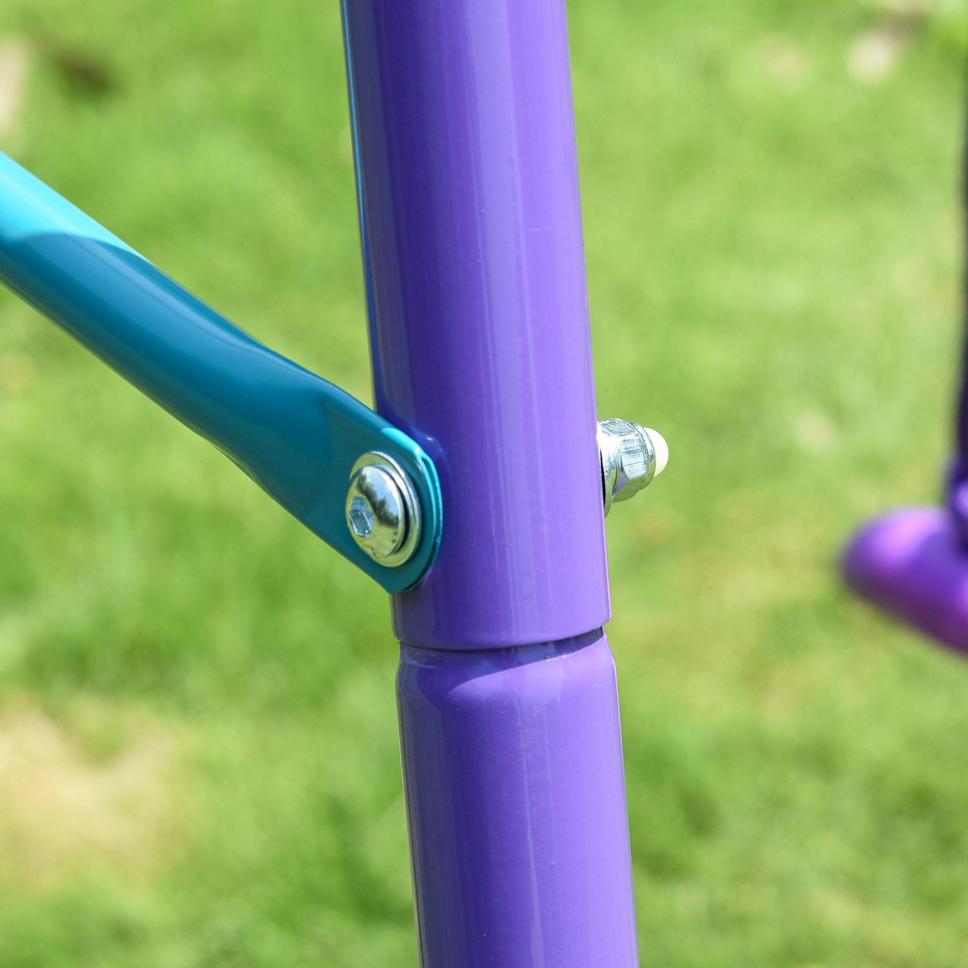 Outsunny Metal Swing Set with Glider, Two Swing Seats and Adjustable Height, Outdoor Heavy Duty A-Frame Suitable for Playground, Backyard, Purple - Discount Msrp 
