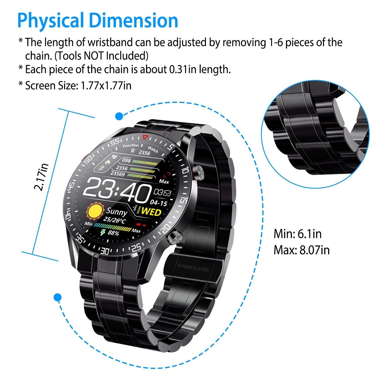 Wireless Smart Watch Fitness Tracker IP68 Waterproof Sport Bracelet - Discount Msrp 