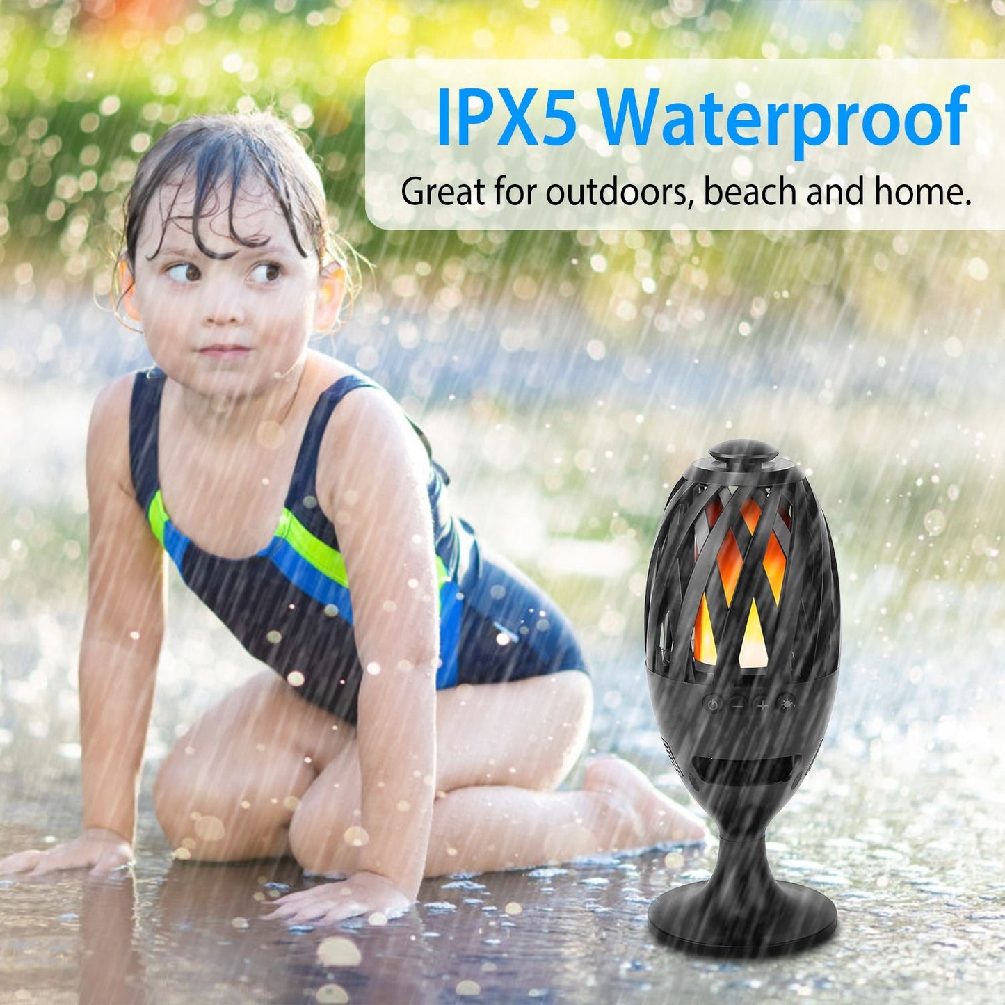 LED Flame Speakers Torch Wireless Speaker Waterproof Stereo Bass Speaker Outdoor Light-Up Speaker Atmosphere LED Flickers Night Light Patio Stake Lights/Lantern for Party Camping - Discount Msrp 