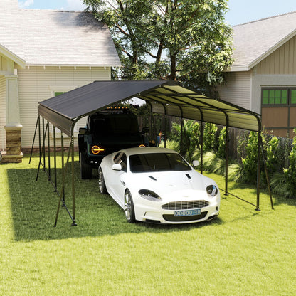 Campcraft 13 x 26.5 ft carport, 0.25mm thick, with protective film to prevent scratching, 2 pairs of adhesive gloves, 3 hooks, 12 expansion screws, 6 fixed iron pieces - Discount Msrp 