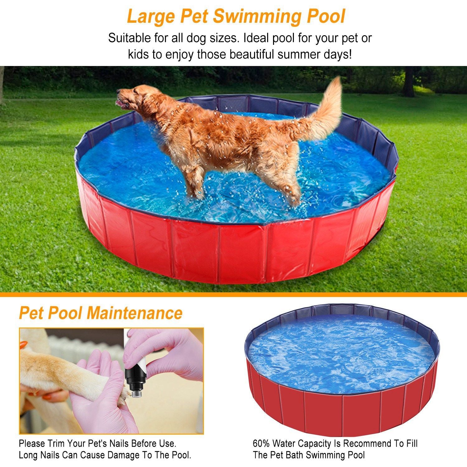 Foldable Pet Swimming Pool PVC Kiddie Baby Dog Swim Pool Bathing Tub Playmat Kids Pools - Discount Msrp 