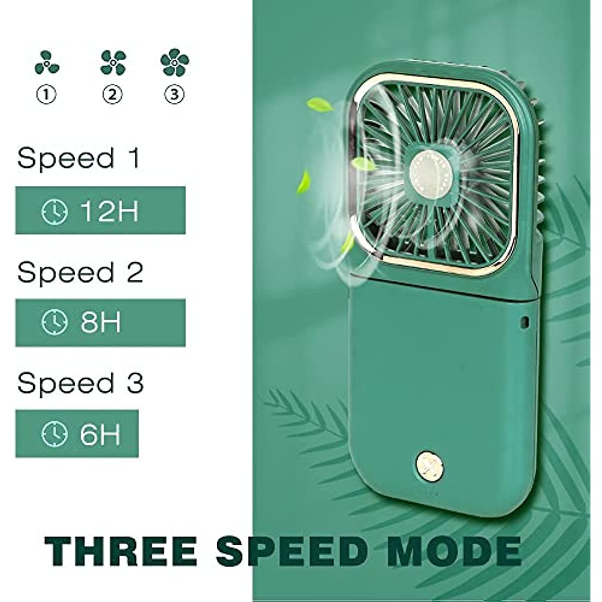 Handheld Portable Fan; Rechargeable Power Bank USB Mini Fan; Small Personal Fan With 3 Speeds; 3000 MAh Battery Operated Foldable Desk Fan; Neck Fan With Lanyard - Discount Msrp 