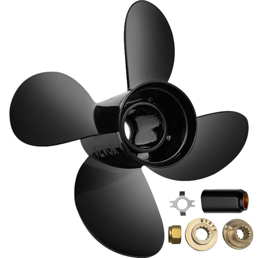 VEVOR Outboard Propeller, Replace for OEM 48-8M8026630, 4-Blade 10.3\" x 13\" Aluminum Boat Propeller, Compatible with Mercury Mariner 25HP Bigfoot/Command Thrust 60Hp Outboard, 13 Tooth Splines, RH - Discount Msrp 