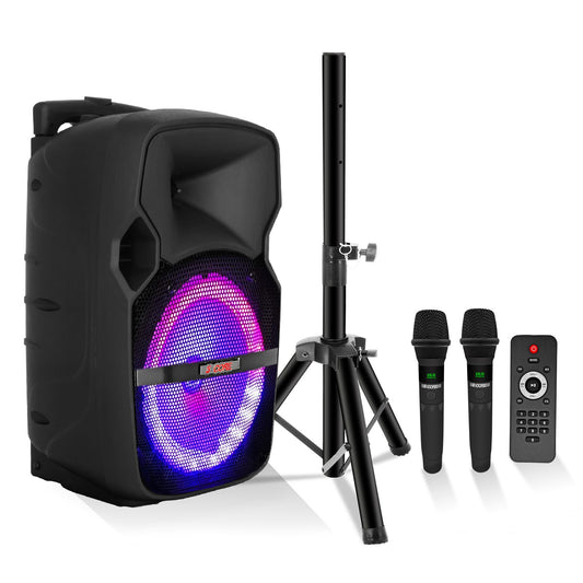 5 Core 10 inch PA Portable Bluetooth Party Speaker Karaoke Boombox + 2 Wireless Mics : ACTIVE HOME 10 2-MIC - Discount Msrp 