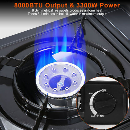 3300W Portable Camping Stove Butane Canister Dual Fuel Burner Piezo Electric Ignition Single Burner with Automatic Tank Ejection Overpressure Cut Off Carry Case for Camping Hiking Picnic Fishing - Discount Msrp 