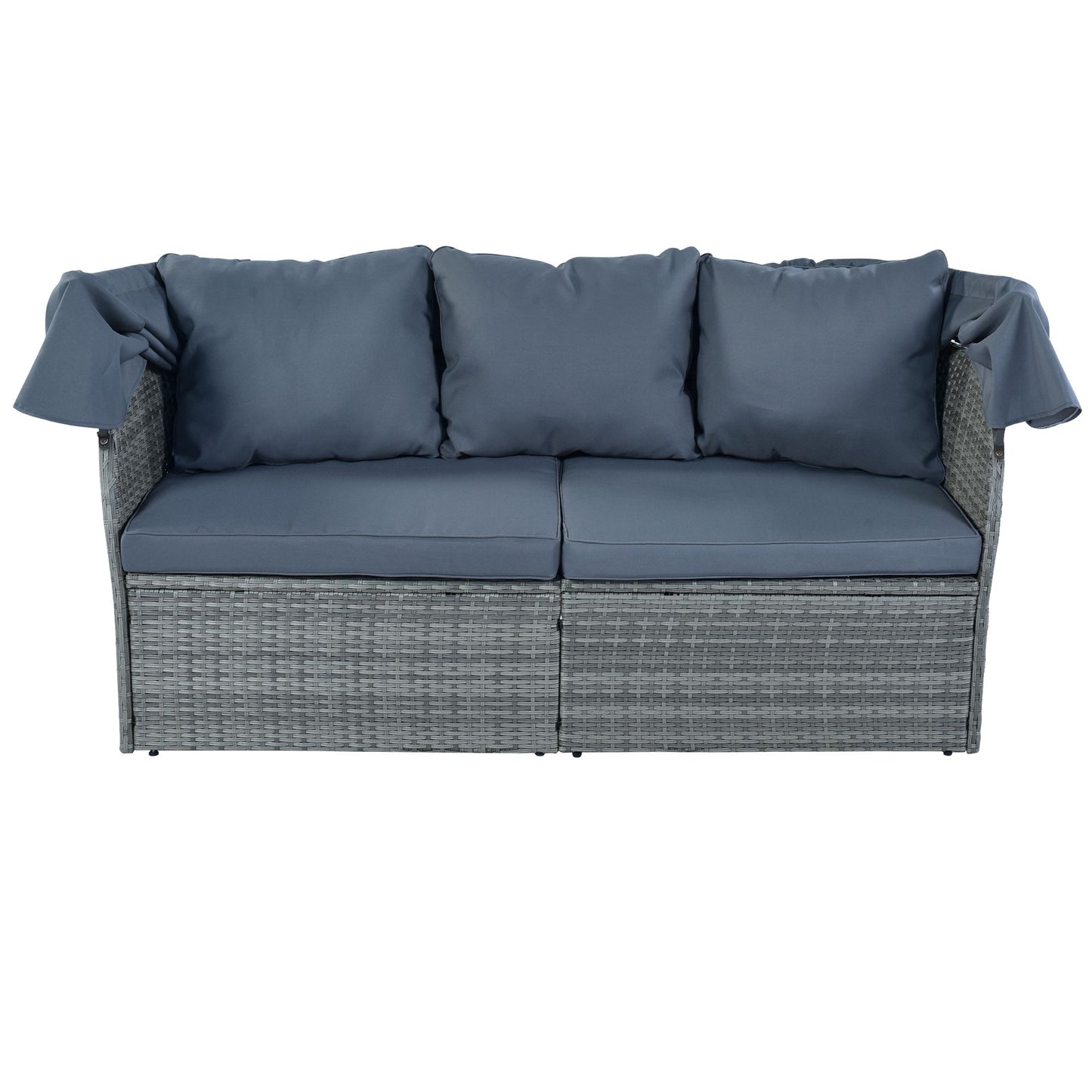 Outdoor Patio Furniture Set Daybed Sunbed with Retractable Canopy Conversation Set Wicker Furniture - Discount Msrp 