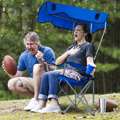 Foldable Beach Canopy Chair Sun Protection Camping Lawn Canopy Chair 330LBS Load Folding Seat - Discount Msrp 
