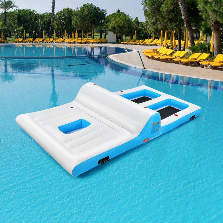 Floating 4-Person Inflatable Lounge Raft with 130W Electric Air - Discount Msrp 