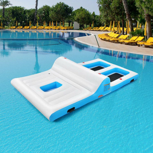 Floating 4-Person Inflatable Lounge Raft with 130W Electric Air - Discount Msrp 