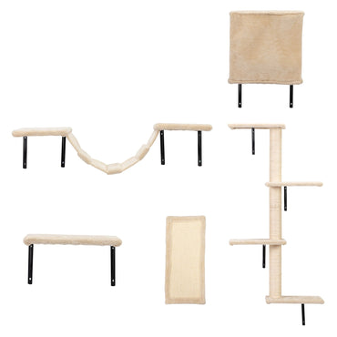 5 Pcs Wall Mounted Cat Climber Set; Floating Cat Shelves and Perches; Cat Activity Tree with Scratching Posts; Modern Cat Furniture - Discount Msrp 