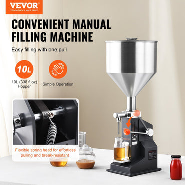 VEVOR Manual Paste Liquid Filling Machine, 5-50ml Bottle Filler, Adjustable Bottle Filling Machine, Stainless Steel Liquid Filler with Hopper for Milk Water Juice Essential Oil Shampoo Cosmetic Honey - Discount Msrp 