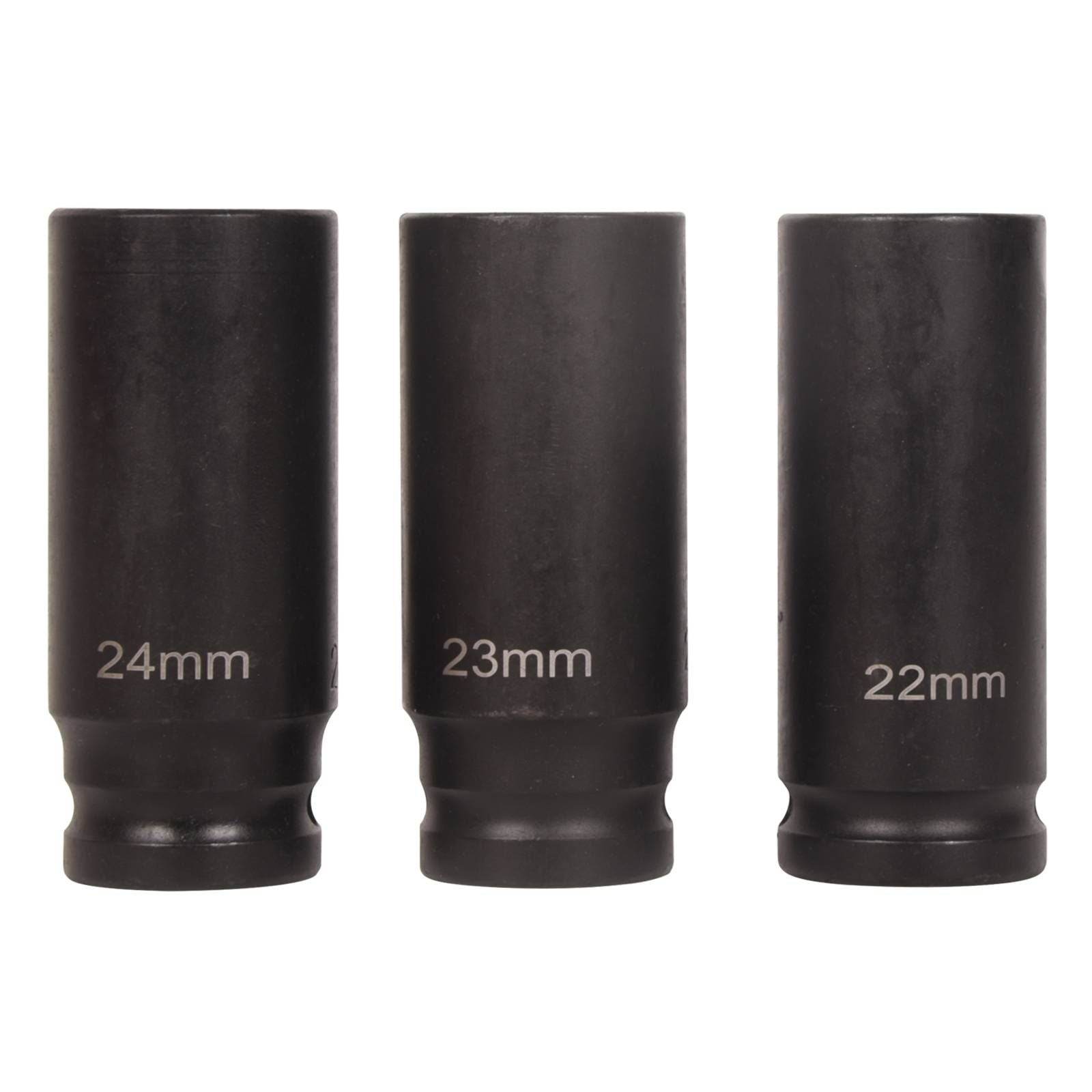 1/2" Drive Deep Impact Socket Set, 20Pcs Socket Set, 3',5',10' Extension Bars,3/8" to 1/2" Universal Joint, for use in all types of automotive or mechanical equipment - Discount Msrp 