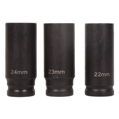 1/2" Drive Deep Impact Socket Set, 20Pcs Socket Set, 3',5',10' Extension Bars,3/8" to 1/2" Universal Joint, for use in all types of automotive or mechanical equipment - Discount Msrp 