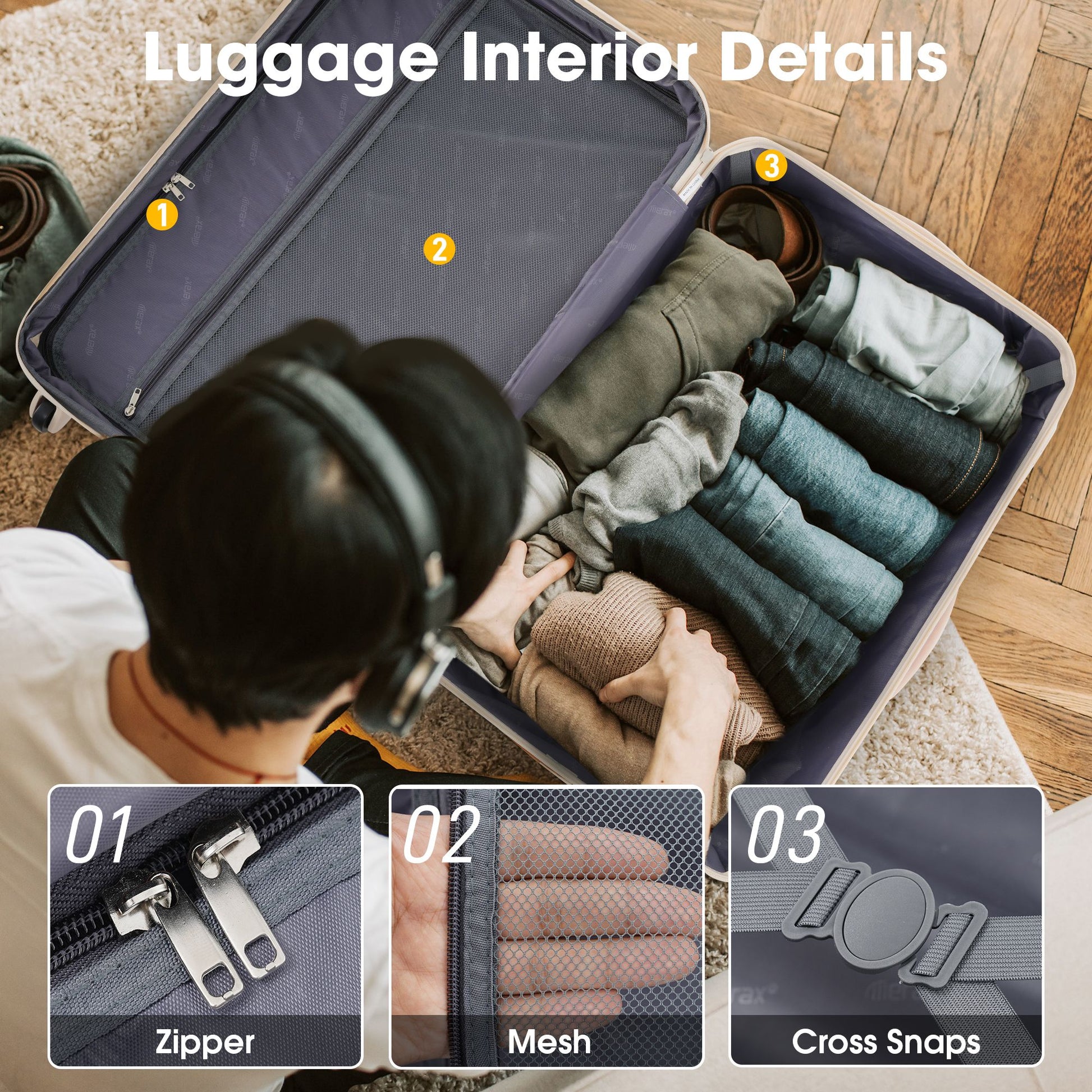 3 Piece Luggage Set Hardside Spinner Suitcase with TSA Lock 20" 24' 28" Available - Discount Msrp 