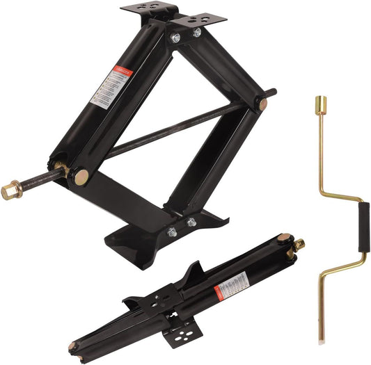 2Pcs Scissor Jack, 6500 lbs * 2, Leveling Scissor Jacks Set with Handle,RV Trailer Camper Stabilizer, for Trucks Cars MPVs Sedans,Station Wagon - Discount Msrp 