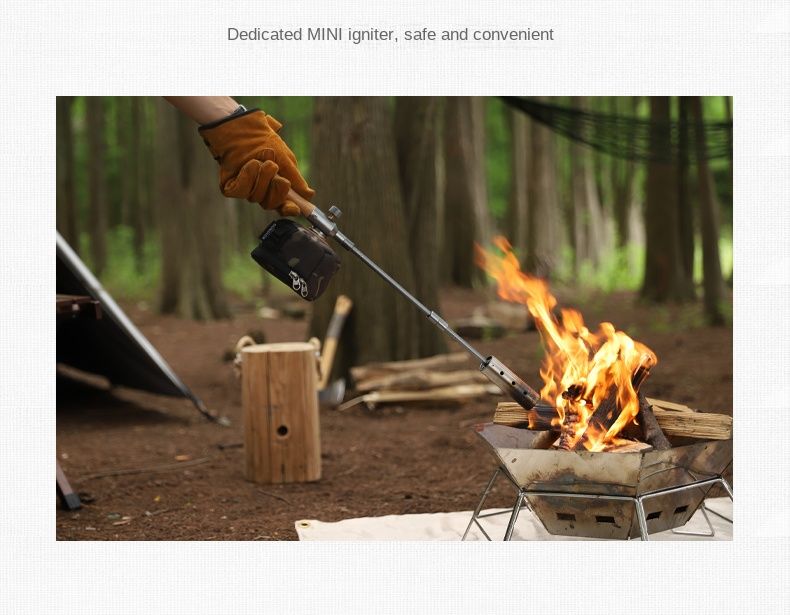 Outdoor camping extended flame-throwing gun stainless steel gun burning pig hair supplies camping straight handle handheld detachable igniter - Discount Msrp 