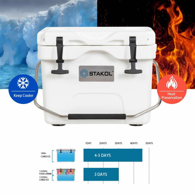 16 Quart 24-Can Capacity Portable Insulated Ice Cooler with 2 Cup Holders - Discount Msrp 