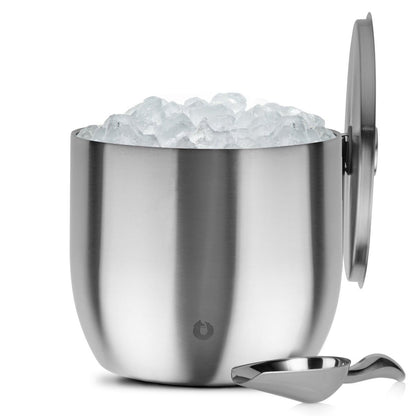 Extra Large Ice Bucket with Lid and Ice Scoop, Steel - Discount Msrp 