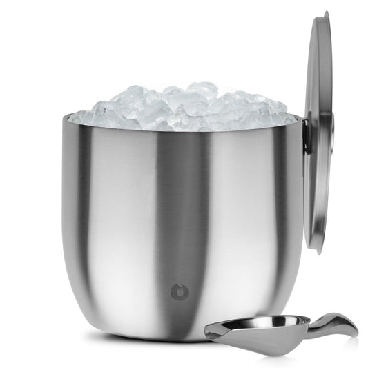 Extra Large Ice Bucket with Lid and Ice Scoop, Steel - Discount Msrp 