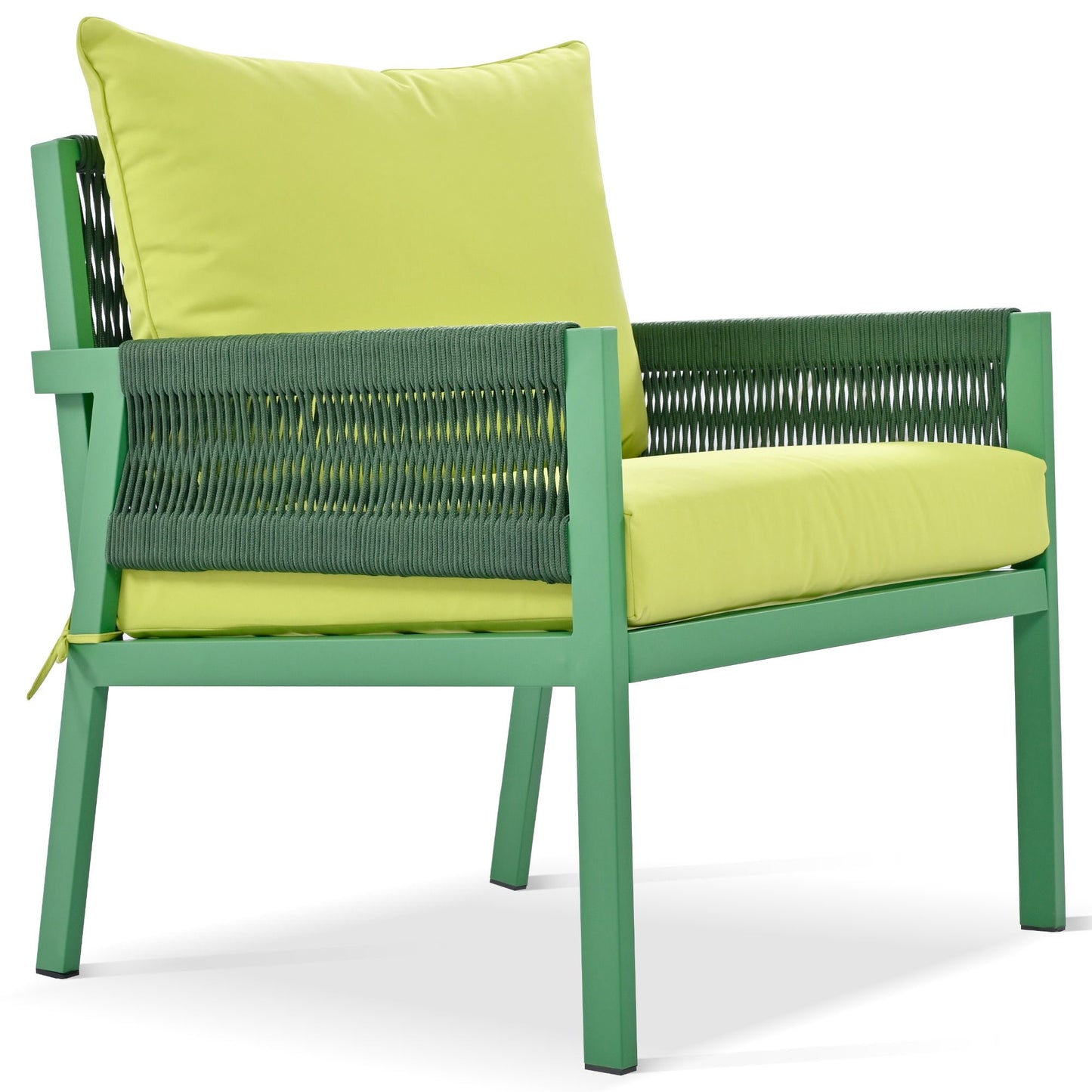 4-Piece Rope Patio Furniture Set, Outdoor Furniture with Tempered Glass Table, Patio Conversation Set Deep Seating with Thick Cushion for Backyard Porch Balcony - Discount Msrp 