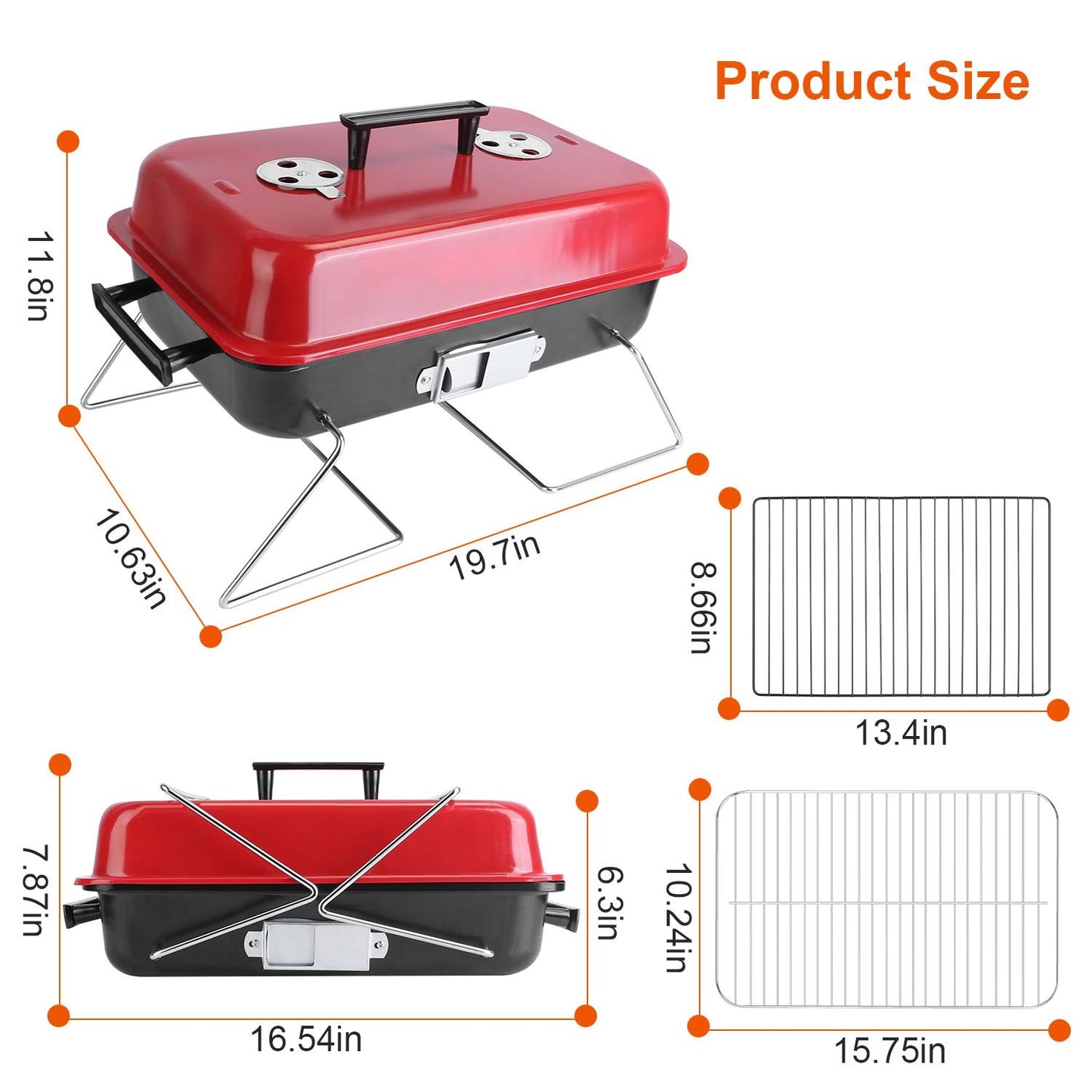 Portable Charcoal Grill Outdoor Tabletop Grill Small Barbecue Smoker Folding BBQ Grill with Lid for Backyard Camping Picnics Beach - Discount Msrp 