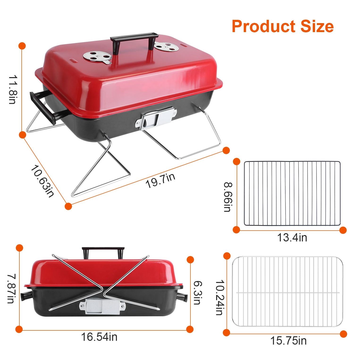 Portable Charcoal Grill Outdoor Tabletop Grill Small Barbecue Smoker Folding BBQ Grill with Lid for Backyard Camping Picnics Beach - Discount Msrp 