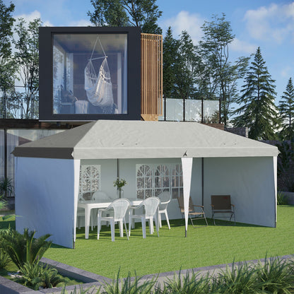 Outsunny 10' x 20' Pop Up Canopy Tent with 4 Sidewalls, Heavy Duty Tents for Parties, Outdoor Instant Gazebo with Carry Bag, for Outdoor, Garden, Patio, White - Discount Msrp 