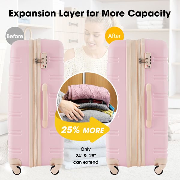 Hardshell Luggage Sets 4 pcs + Bag Spinner Suitcase with TSA Lock Lightweight-16"+20"+24"+28" Luggages - Discount Msrp 