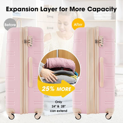 Hardshell Luggage Sets 4 pcs + Bag Spinner Suitcase with TSA Lock Lightweight-16"+20"+24"+28" Luggages - Discount Msrp 