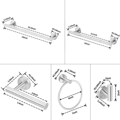 6 Piece Stainless Steel Bathroom Towel Rack Set Wall Mount RT - Discount Msrp 