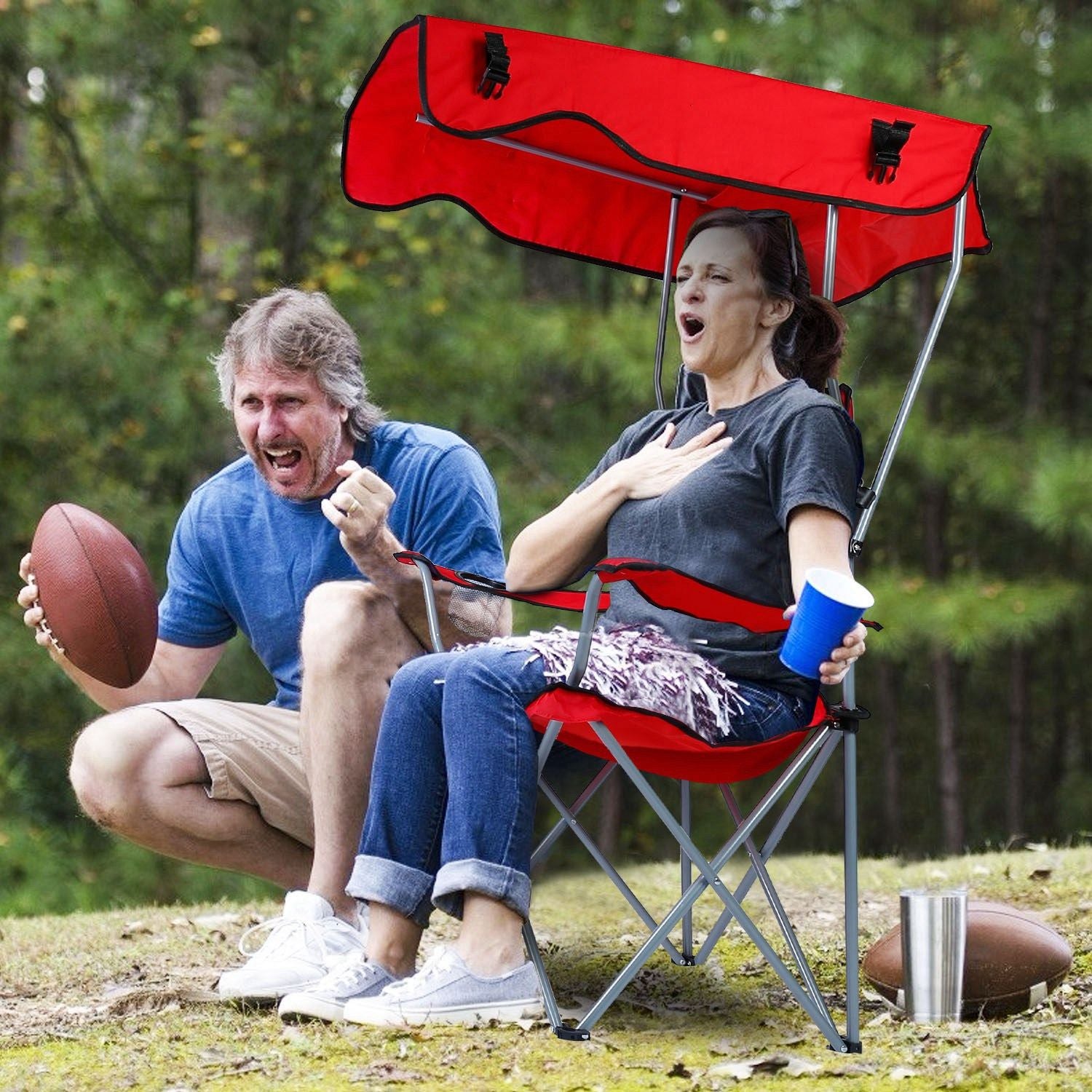 Foldable Beach Canopy Chair Sun Protection Camping Lawn Canopy Chair 330LBS Load Folding Seat - Discount Msrp 