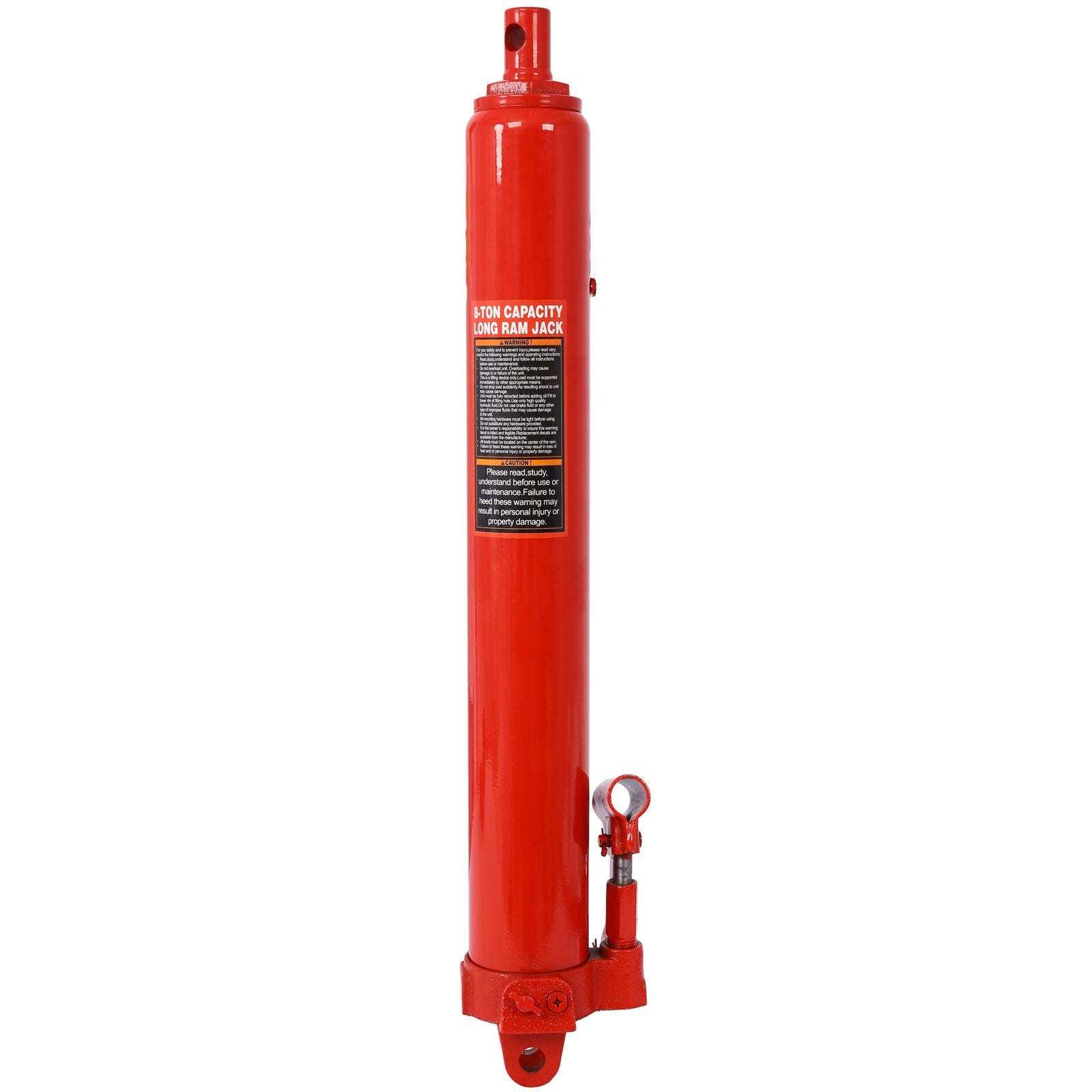 Hydraulic Long Ram Jack with Single Piston Pump and Clevis Base (Fits: Garage/Shop Cranes, Engine Hoists, and More): 8 Ton (16,000 lb) Capacity, Red - Discount Msrp 